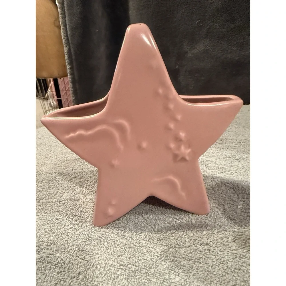 Vintage 1950s Abingdon Pottery Pink Star Vase / Planter & Lamb Baby Buggy Inarco